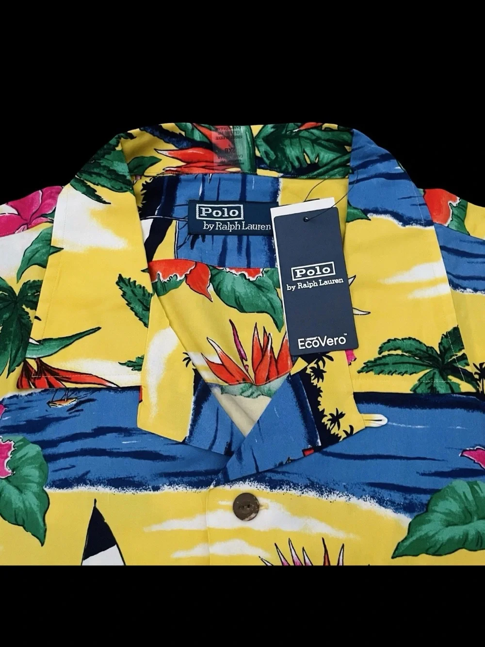 Polo Ralph Lauren Hawaiian Camp Shirt Yellow Tropical Sailboat Size 3XB $168